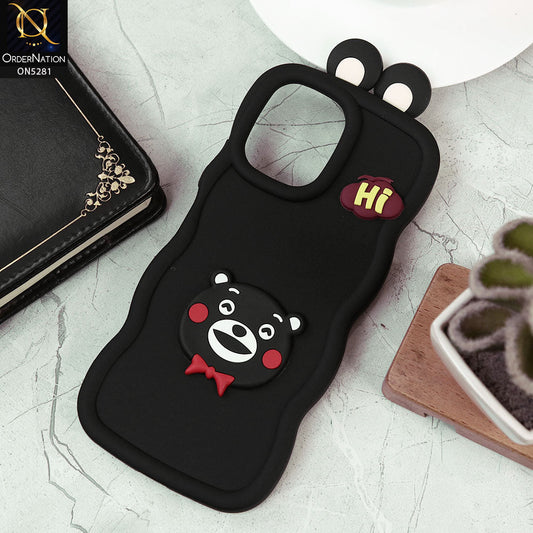 Xiaomi Redmi 12 Cover - Black -  3D Cute Cartoon With Ear Soft Silicon Protective Case