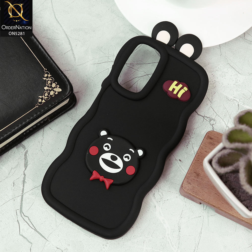 Xiaomi Poco M4 Pro 5G Cover - Black -  3D Cute Cartoon With Ear Soft Silicon Protective Case