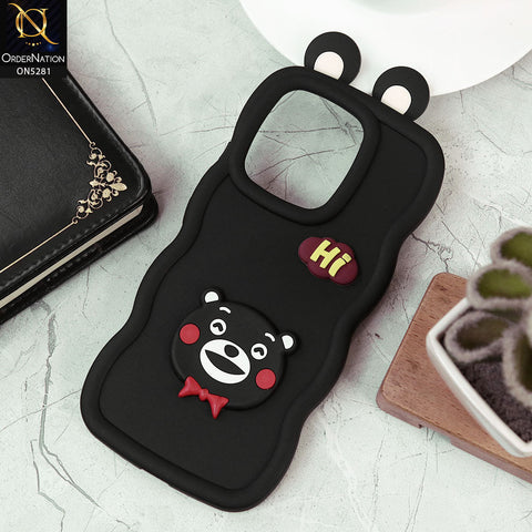 Xiaomi Redmi Note 13 Cover - Black -  3D Cute Cartoon With Ear Soft Silicon Protective Case