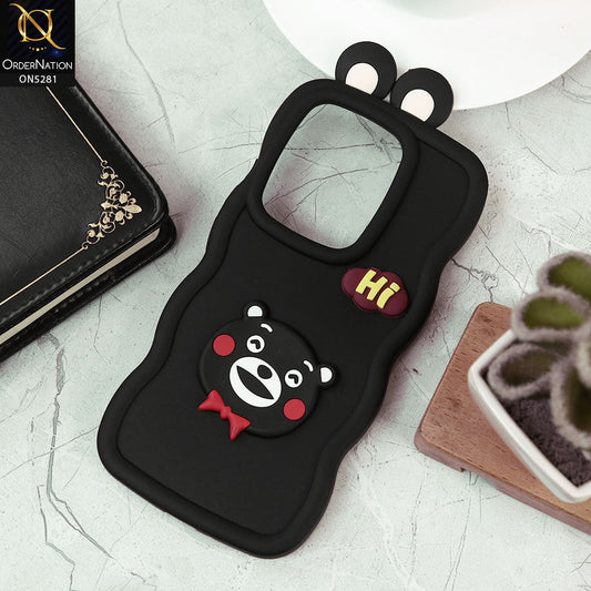 Xiaomi Redmi Note 13 Pro 4G Cover - Black -  3D Cute Cartoon With Ear Soft Silicon Protective Case