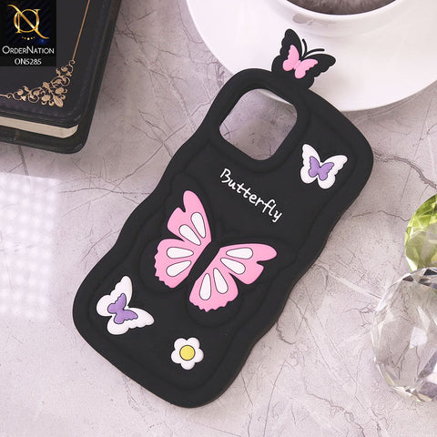 iPhone 11 Cover - Black - Cute 3D Butterfly Cartoon Soft Case