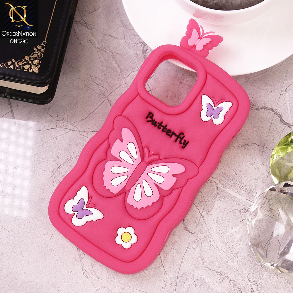 iPhone 11 Cover - Dark Pink - Cute 3D Butterfly Cartoon Soft Case