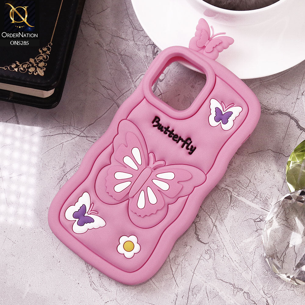 iPhone 11 Cover - Light Pink - Cute 3D Butterfly Cartoon Soft Case