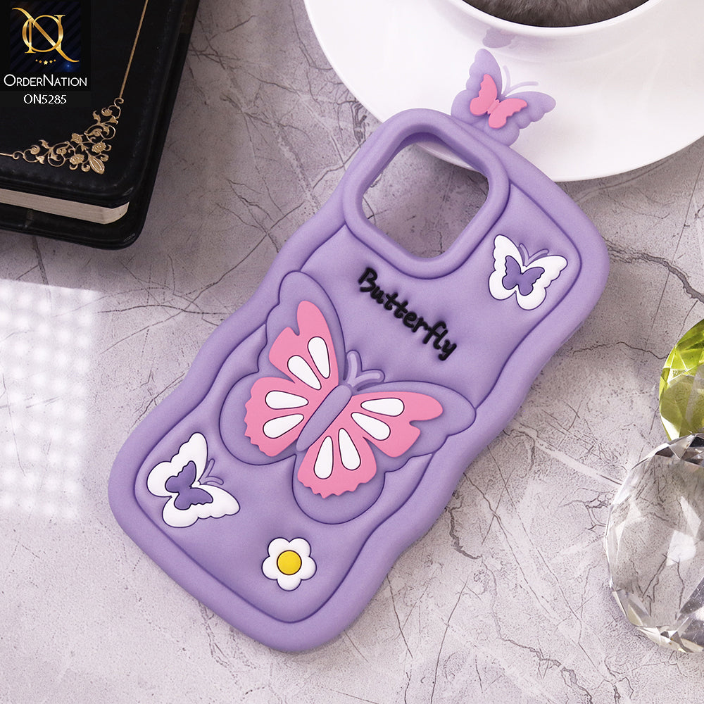 iPhone 11 Cover - Purple - Cute 3D Butterfly Cartoon Soft Case