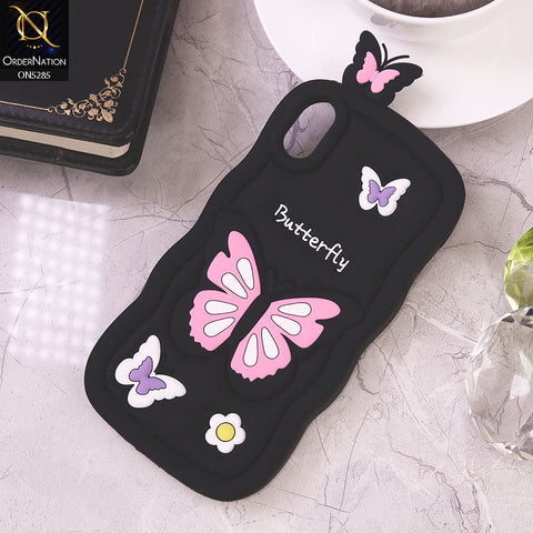 iPhone XS / X Cover - Black - Cute 3D Butterfly Cartoon Soft Case