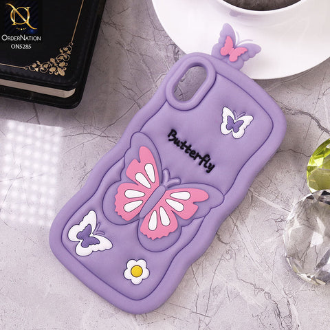 iPhone XS / X Cover - Purple - Cute 3D Butterfly Cartoon Soft Case