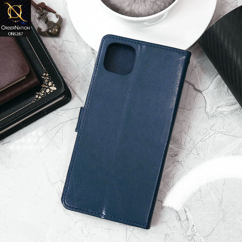 Oppo A16e Cover - Blue - Premium PU Leather Magnetic Flip Book Card Slots Wallet Soft Case