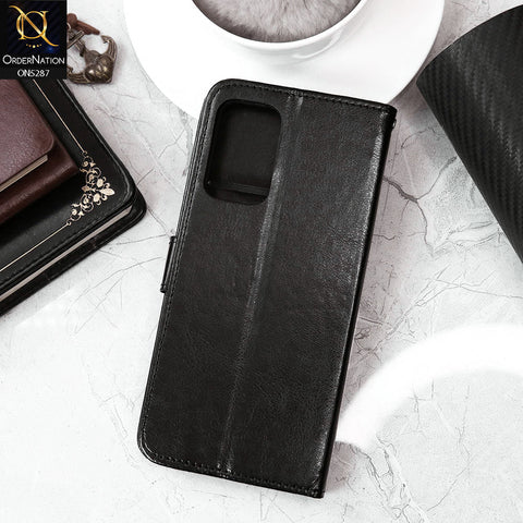 Oppo A54s Cover - Black - Premium PU Leather Magnetic Flip Book Card Slots Wallet Soft Case