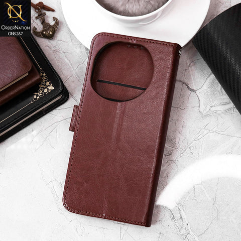 Tecno Camon 30S Cover - Brown - Premium PU Leather Magnetic Flip Book Card Slots Wallet Soft Case