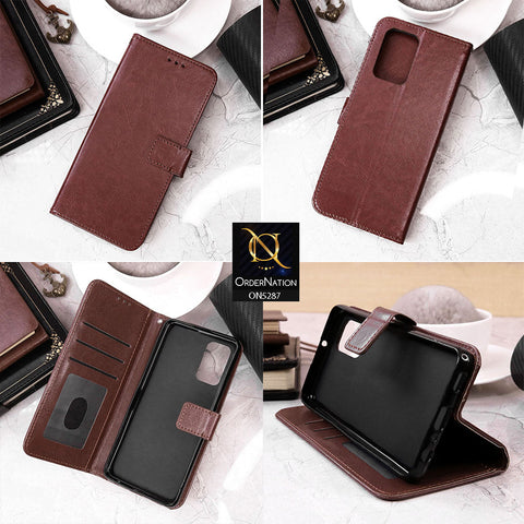 Vivo S10e Cover - Brown - Premium PU Leather Magnetic Flip Book Card Slots Wallet Soft Case