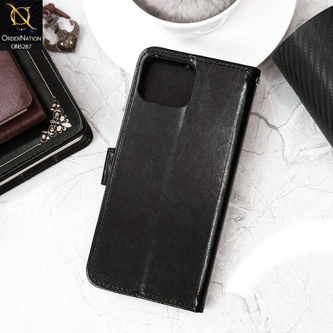 Oppo F17 Cover - Black - Premium PU Leather Magnetic Flip Book Card Slots Wallet Soft Case