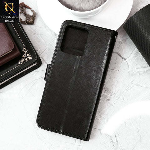 Oppo F19 Pro Cover - Black - Premium PU Leather Magnetic Flip Book Card Slots Wallet Soft Case