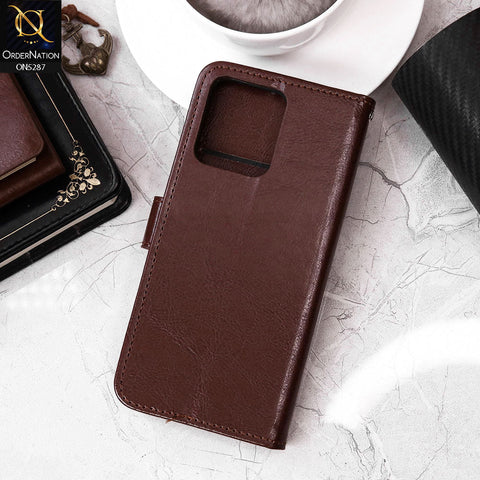 Oppo F19 Pro Cover - Brown - Premium PU Leather Magnetic Flip Book Card Slots Wallet Soft Case