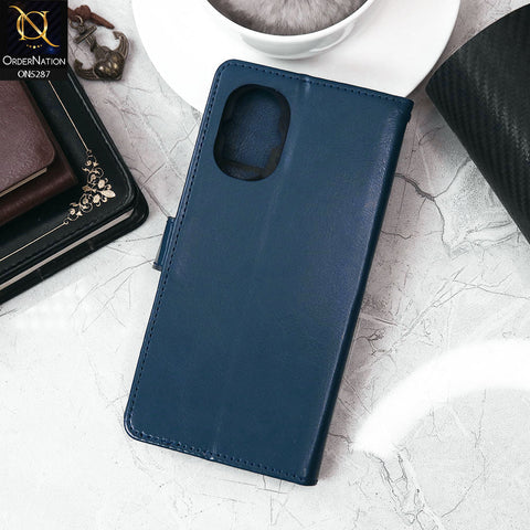 Oppo A96 5G Cover - Blue - Premium PU Leather Magnetic Flip Book Card Slots Wallet Soft Case