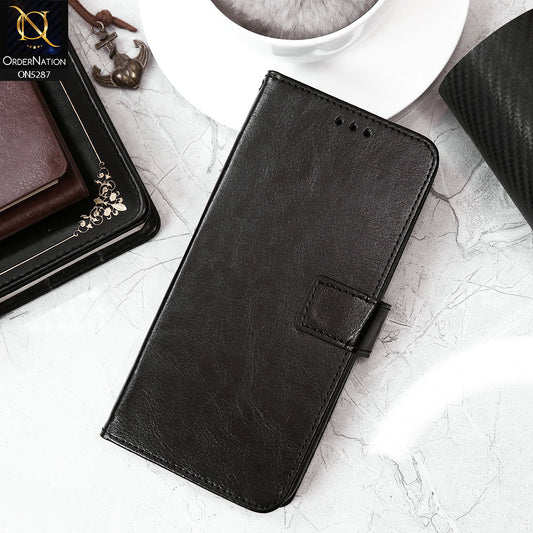 Samsung Galaxy Note 10 Cover - Black - Premium PU Leather Magnetic Flip Book Card Slots Wallet Soft Case