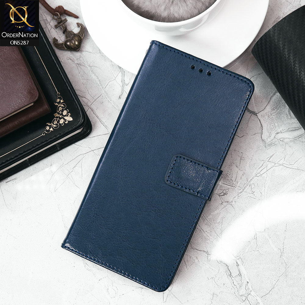 Oppo A8 Cover - Blue - Premium PU Leather Magnetic Flip Book Card Slots Wallet Soft Case