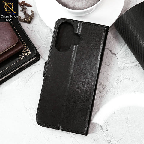 Infinix Hot 30 Cover - Black - Premium PU Leather Magnetic Flip Book Card Slots Wallet Soft Case