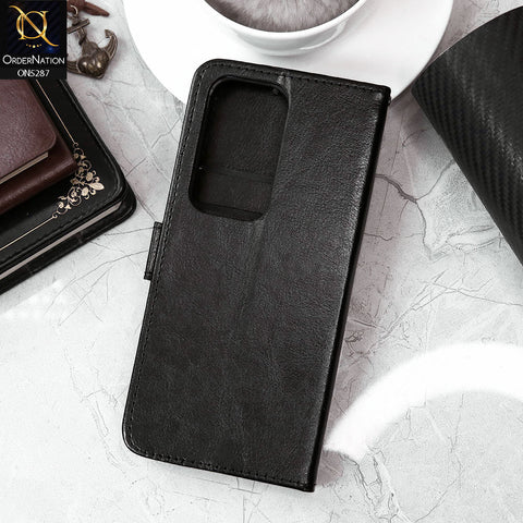 Infinix Hot 50 4G Cover - Black - Premium PU Leather Magnetic Flip Book Card Slots Wallet Soft Case