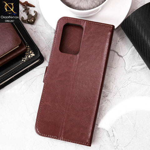 Infinix Note 10 Cover - Brown - Premium PU Leather Magnetic Flip Book Card Slots Wallet Soft Case