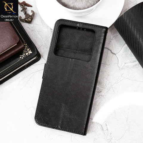 Infinix Note 40 Pro Plus Cover - Black - Premium PU Leather Magnetic Flip Book Card Slots Wallet Soft Case