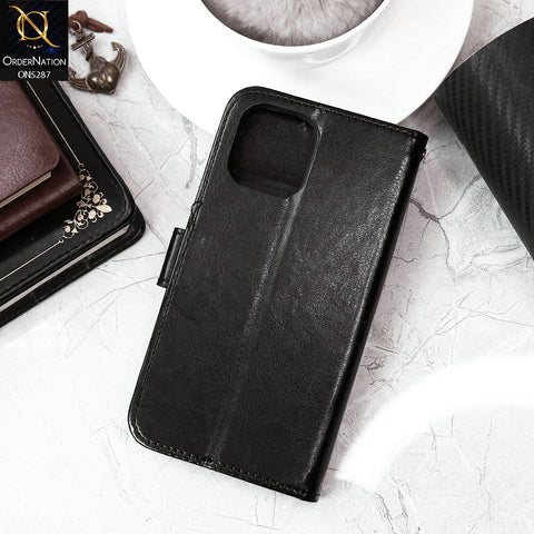 iPhone 11 Cover - Black - Premium PU Leather Magnetic Flip Book Card Slots Wallet Soft Case