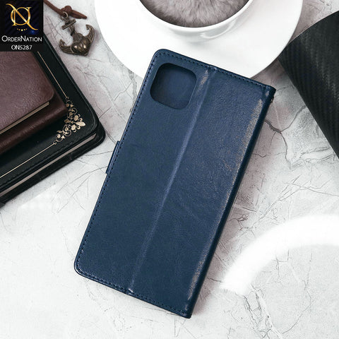 iPhone 11 Pro Max Cover - Blue - Premium PU Leather Magnetic Flip Book Card Slots Wallet Soft Case