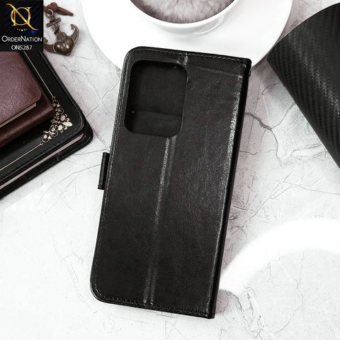 Infinix Note 12 G96 Cover - Black - Premium PU Leather Magnetic Flip Book Card Slots Wallet Soft Case