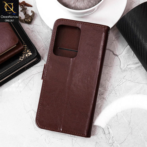 Infinix Note 12 G96 Cover - Brown - Premium PU Leather Magnetic Flip Book Card Slots Wallet Soft Case