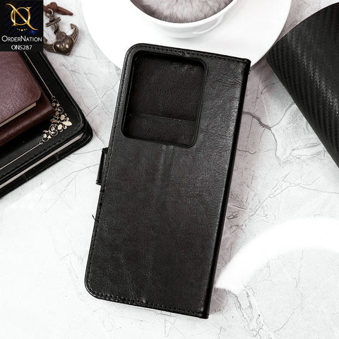 Infinix Note 30 Cover - Black - Premium PU Leather Magnetic Flip Book Card Slots Wallet Soft Case