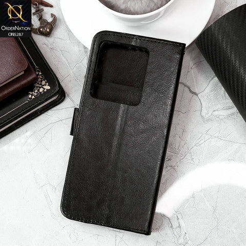 Infinix Note 30 Pro Cover - Black - Premium PU Leather Magnetic Flip Book Card Slots Wallet Soft Case