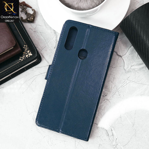 Oppo A31 Cover - Blue - Premium PU Leather Magnetic Flip Book Card Slots Wallet Soft Case