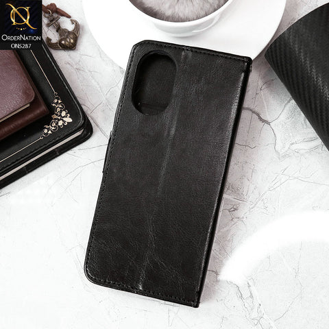 Oppo A18 Cover - Black - Premium PU Leather Magnetic Flip Book Card Slots Wallet Soft Case