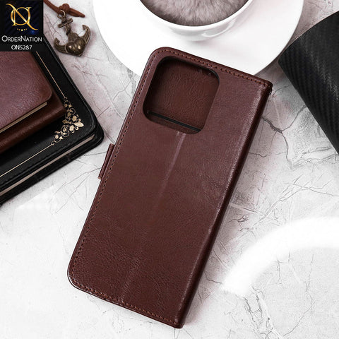 Xiaomi Redmi 12C Cover - Brown - Premium PU Leather Magnetic Flip Book Card Slots Wallet Soft Case