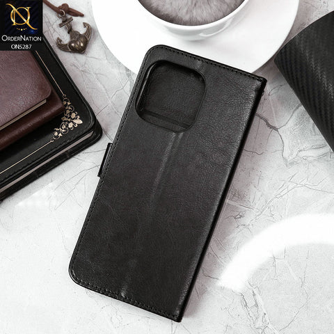 Xiaomi Redmi Note 13 Cover - Black - Premium PU Leather Magnetic Flip Book Card Slots Wallet Soft Case