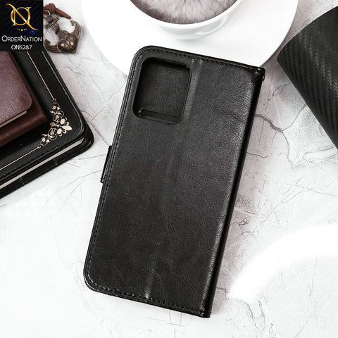 Oppo F21 Pro 4G Cover - Black - Premium PU Leather Magnetic Flip Book Card Slots Wallet Soft Case