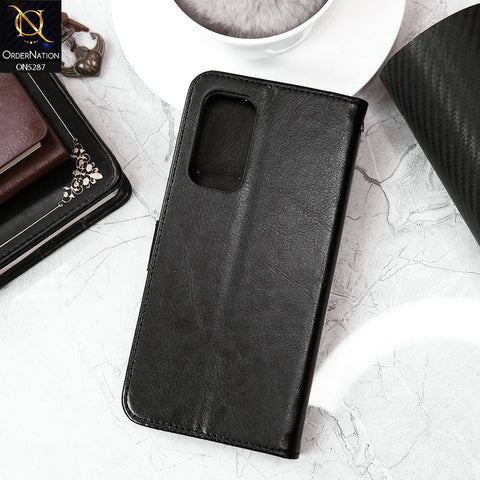 Samsung Galaxy A05s Cover - Black - Premium PU Leather Magnetic Flip Book Card Slots Wallet Soft Case