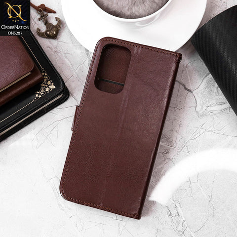 Samsung Galaxy A33 5G Cover - Brown - Premium PU Leather Magnetic Flip Book Card Slots Wallet Soft Case