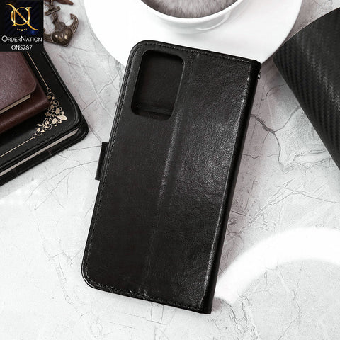 Vivo Y73 Cover - Black - Premium PU Leather Magnetic Flip Book Card Slots Wallet Soft Case