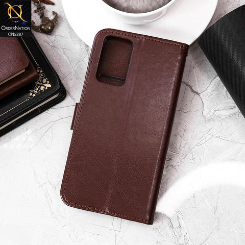 Vivo V21e Cover - Brown - Premium PU Leather Magnetic Flip Book Card Slots Wallet Soft Case