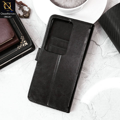 Vivo S17 Cover - Black - Premium PU Leather Magnetic Flip Book Card Slots Wallet Soft Case