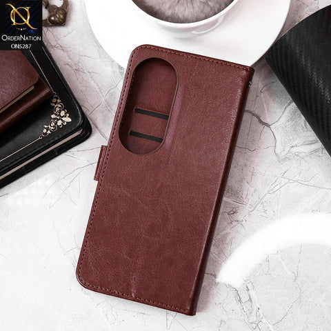 Vivo S19 Pro Cover - Brown - Premium PU Leather Magnetic Flip Book Card Slots Wallet Soft Case