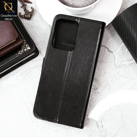 Vivo Y11 2023 Cover - Black - Premium PU Leather Magnetic Flip Book Card Slots Wallet Soft Case