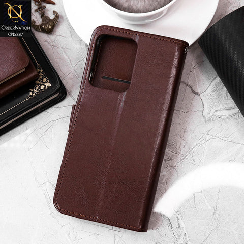 Vivo Y02 Cover - Brown - Premium PU Leather Magnetic Flip Book Card Slots Wallet Soft Case