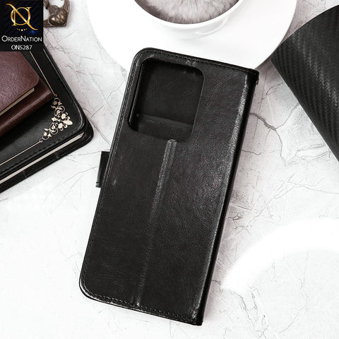 Vivo Y27 Cover - Black - Premium PU Leather Magnetic Flip Book Card Slots Wallet Soft Case