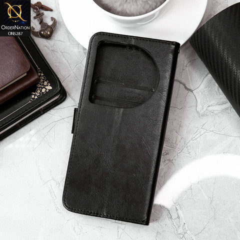 Infinix Zero 40 4G Cover - Black - Premium PU Leather Magnetic Flip Book Card Slots Wallet Soft Case