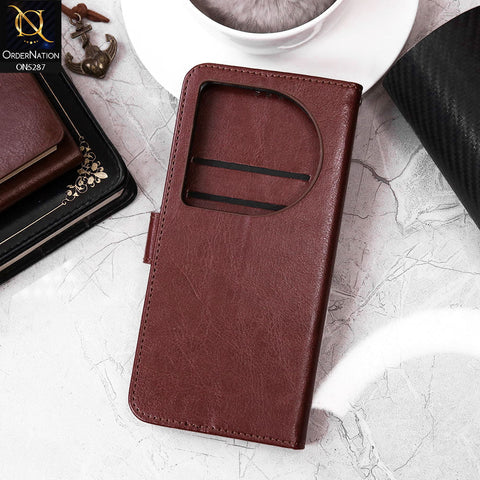 Infinix Zero 40 5G Cover - Brown - Premium PU Leather Magnetic Flip Book Card Slots Wallet Soft Case