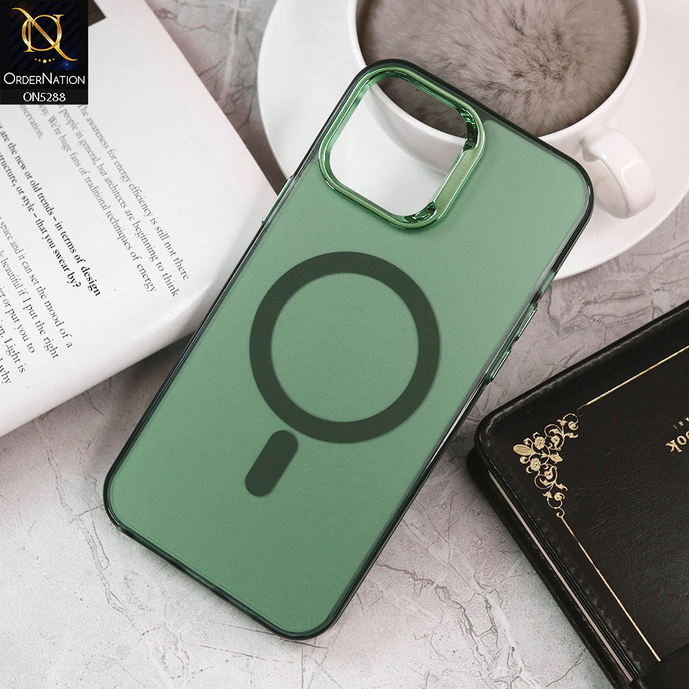 iPhone 11 Cover - Green - Luxury Alloy Back Plate Electroplating Camera Ring Magnetic Magsafe Soft Borders Matte Shiny Protective Case