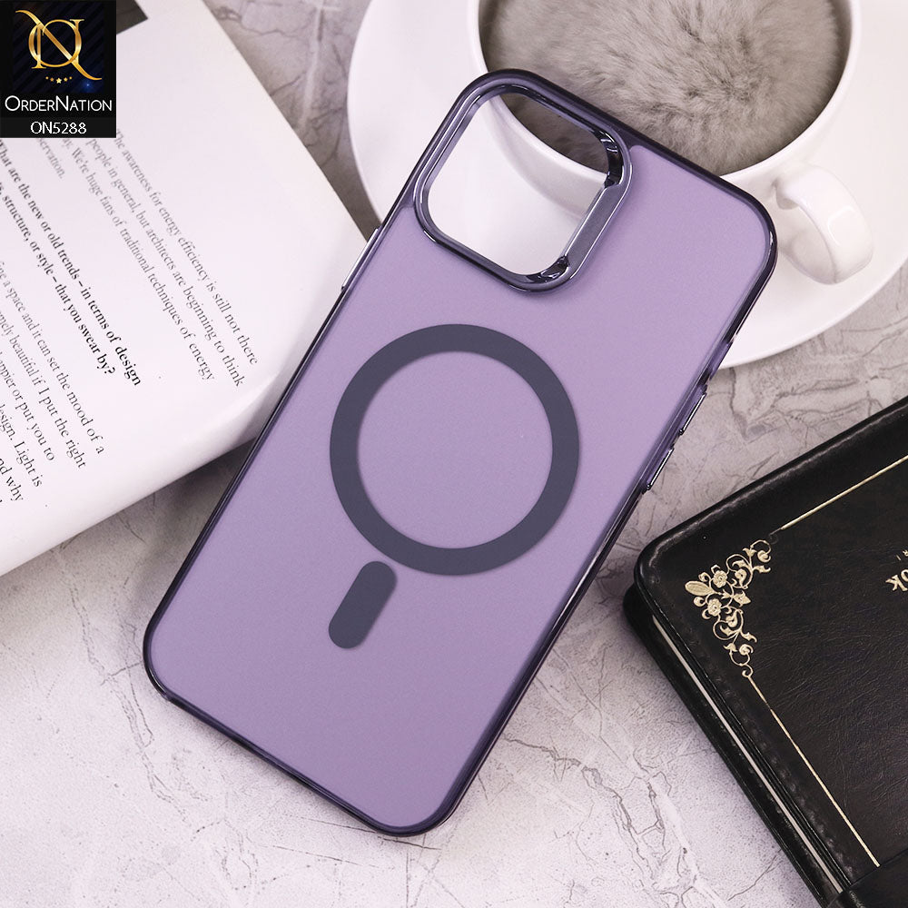 iPhone 12 Cover - Purple - Luxury Alloy Back Plate Electroplating Camera Ring Magnetic Magsafe Soft Borders Matte Shiny Protective Case