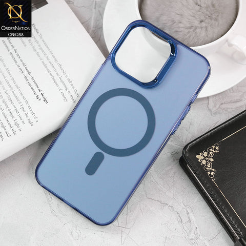 iPhone 13 Pro Cover - Blue - Luxury Alloy Back Plate Electroplating Camera Ring Magnetic Magsafe Soft Borders Matte Shiny Protective Case