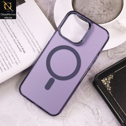 iPhone 13 Pro Max Cover - Purple - Luxury Alloy Back Plate Electroplating Camera Ring Magnetic Magsafe Soft Borders Matte Shiny Protective Case